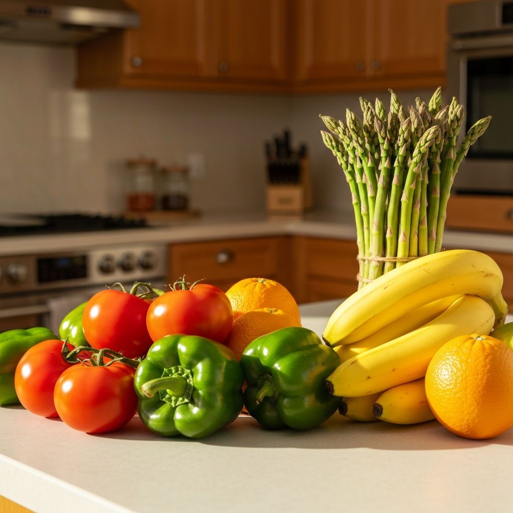 Balanced lifestyle with fresh vegetables and fruits